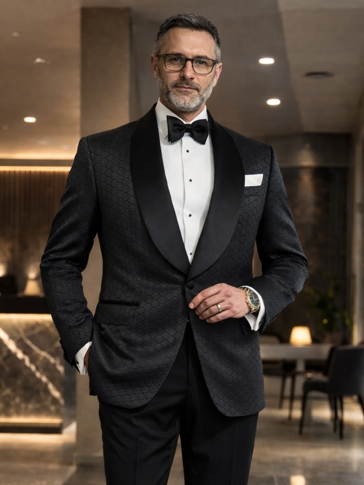 Classic Black Textured Tuxedo
